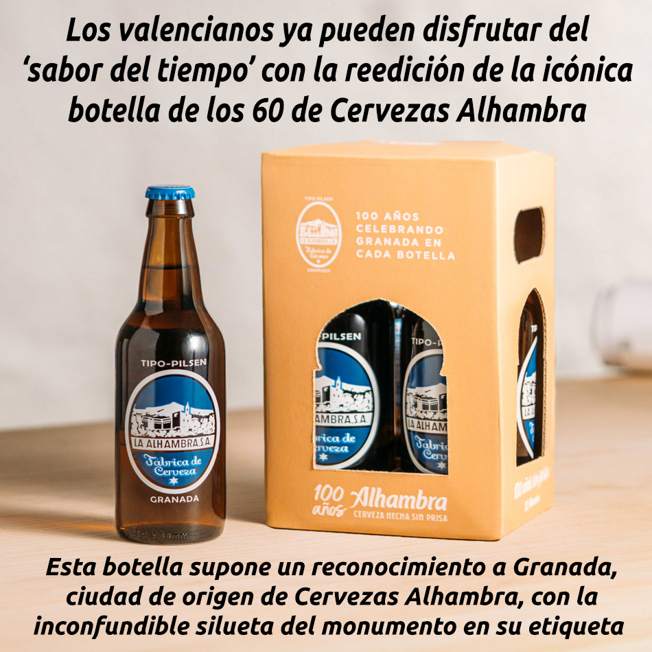 Los valencianos ya pueden disfrutar del ‘sabor del tiempo’ con la reedición de la icónica botella de los 60 de  Cervezas Alhambra